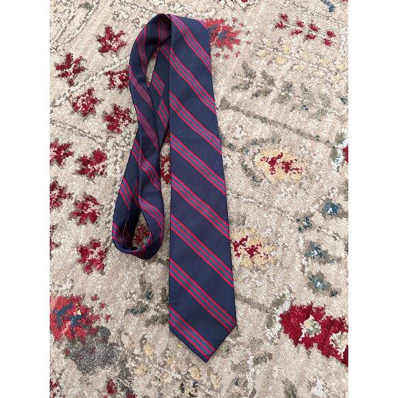 J.Crew Men's Navy Red Blue Repp Silk Regimental British Striped Neck Tie - Picture 1 of 3